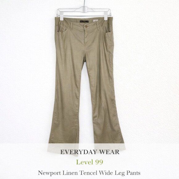 Level 99 Pants - Level 99 Newport Linen Wide Leg Flare Trousers Sz 29 Mid Rise Tan Boho Neutral